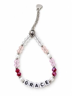 NEW Grace Bracelet Pink Beads Silver-Tone Adjustable Bolo | 100% Cancer Support